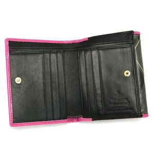 01ヴィヴィアン ウエストウッド/Wホック財布/NEW HARLEQUIN 737 ブラック/ピンク
