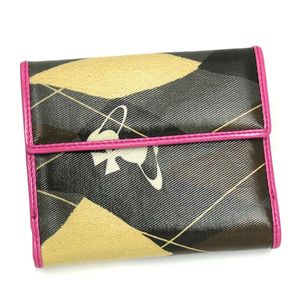 02ヴィヴィアン ウエストウッド/Wホック財布/NEW HARLEQUIN 737 ブラック/ピンク