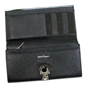 Ferragamo（フェラガモ） 長財布 GANCINI ICONA VITELL 224633 273805 ブラック 第2画像