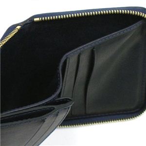 03Celine/二つ折り財布(小銭入付)LOGO 10989 COMPACT ZIPPED MULTIFUNCTION 07OCネイビー