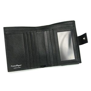 01フェラガモ/Ferragamo Wホック財布 VARA ICONA 22A951 434071/ブラック