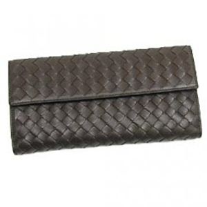 BOTTEGA VENETA(ボッテガベネタ) 長財布 P.FOGLIO INTRECCIATO 134075 2040 ダークブラウン H19×W9.5×D3