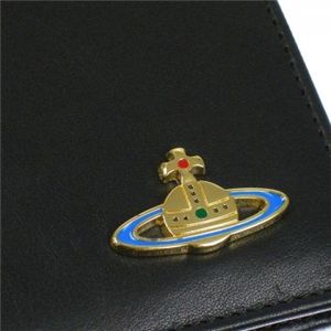 Vivienne Westwood(ヴィヴィアンウエストウッド) 二つ折り財布(小銭入れ付) NAPPA 730V ブラック/ゴールド H10.5×W11×D2.5