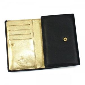 Vivienne Westwood(ヴィヴィアンウエストウッド) 二つ折り財布(小銭入れ付) NAPPA 746V ブラック/ゴールド H9.5×W13.5×D2.5