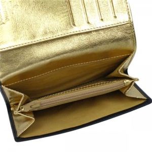 Vivienne Westwood(ヴィヴィアンウエストウッド) 二つ折り財布(小銭入れ付) NAPPA 746V ブラック/ゴールド H9.5×W13.5×D2.5