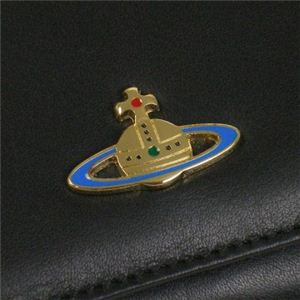 Vivienne Westwood(ヴィヴィアンウエストウッド) 二つ折り財布(小銭入れ付) NAPPA 746V ブラック/ゴールド H9.5×W13.5×D2.5