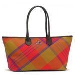 Vivienne Westwood（ヴィヴィアンウエストウッド） トートバッグ SUMMER TARTAN 4907 レッド/ブラウン （H28×W55×D20）