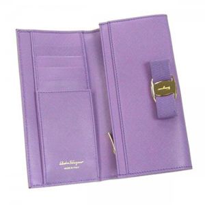Ferragamo(フェラガモ) 長財布 MISS VARA BOW CLIP V 22A900 456186 ライトパープル