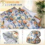 シノン生地使用の羽毛掛け布団　シングル　ホワイトダックダウン９０％　ツインキルト　モダン花柄