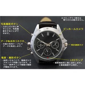 写真撮影対応 クロノ調 腕時計型ビデオカメラ VIDEO CAMERA WATCH メタルバンド