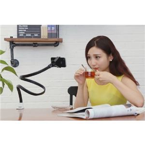 （まとめ）ネクストゼロワン フレキシブル クリップスタンド iPhone／スマートフォン ブラック STND13901【&times;2セット】