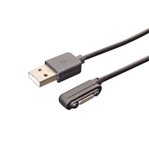 (まとめ)ミヨシ Xperia対応マグネット端子充電ケーブル 0.6m ブラック SXC-06/BK【&times;5セット】