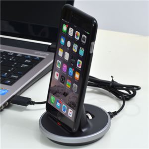 サンコー 肉厚ケースカバー対応充電スタンド for iPhone/iPad (ブラック) MFIPHN6B