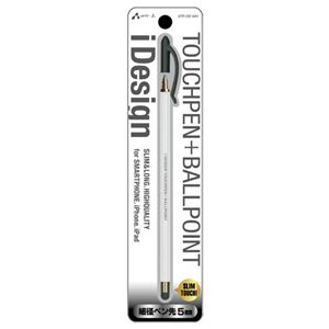 (まとめ)エアージェイ ボールペン付スリムタッチペン WH ATP-SB WH【&times;5セット】