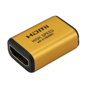 (まとめ)HORIC HDMI中継アダプタ ゴールド HDMIF-027GD【×10セット】