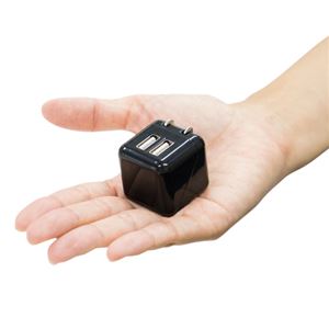 (まとめ)ミヨシ USB-ACアダプタ 2.4A 2ポート ブラック IPA-US01/BK【&times;3セット】