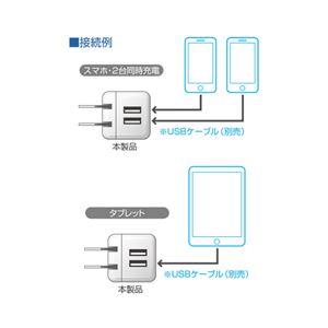 (まとめ)ミヨシ USB-ACアダプタ 2.4A 2ポート ホワイト IPA-US01/WH【×3セット】