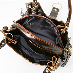 Raviage(ラヴィアーシュ) エナメルショルダーバッグ RA-1506 ブラウン