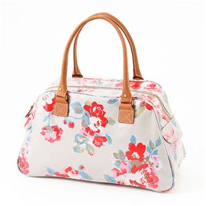 Cath Kidston バッグ Bowling Bag With Leather 230728 Autumn Flowers Stone