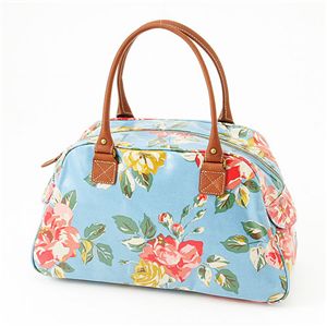 Cath Kidston バッグ Bowling Bag With Leather 230308 Box Floral Blue
