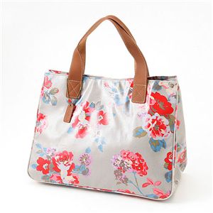 Cath Kidston@obO@STAND UP TOTE with LEATHER  230100 Autumn Flowers Stone