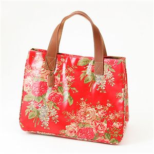 Cath KidstonХåSTAND UP TOTE with LEATHER 230117 Afghan Flowers Red