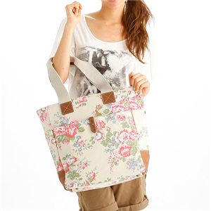 CATH KIDSTON(キャスキッドソン) 縦型トート TALL TOTE WITH LEATHER 244701・Chiswick Flower Stone