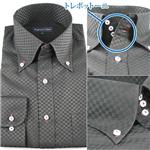 スタイリッシュ ブラック艶ドレスシャツ 3種セット(スリムネクタイ&チーフ付き) Y007 LL