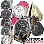 OUTDOOR メンズ/レディース デザインウォッチ(バッグ付き) レディースモザイクレッド