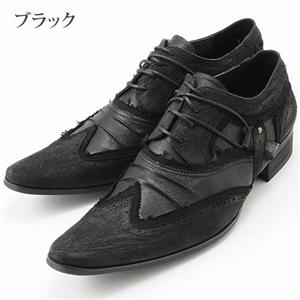 TURMERIC ウイングチップ メダリオンフリンジ レースアップシューズ 885 ブラック 25.5