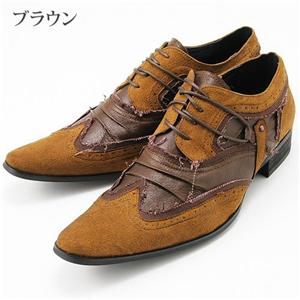 TURMERIC ウイングチップ メダリオンフリンジ レースアップシューズ 885 ブラウン 27.5