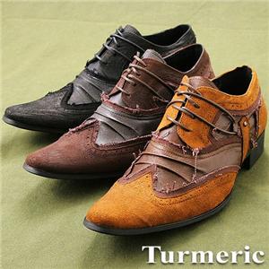 【メンズカジュアルシューズ・メンズスニーカー通販】TURMERIC ウイングチップ メダリオンフリンジ レースアップシューズ 885 ブラウン 26.0画像２