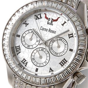 Corno Rosso（コルノ・ロッソ） スワロフスキーメンズクロノウォッチ（アクセサリー付き）　シルバー