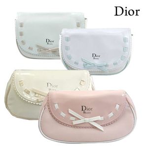 DIOR(ディオール) エナメルコスメポーチ #250 ホワイト×ベージュライン