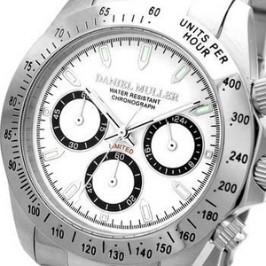 DANIEL MULLER(ダニエルミュラー) メンズウォッチ クロノグラフ DM-2003WH シルバー×ホワイト