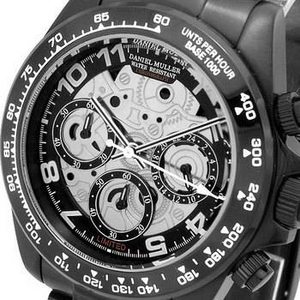 DANIEL MULLER(ダニエルミュラー) ステンレス メンズウォッチ クロノグラフ ステンレス DM-1001BK ブラック