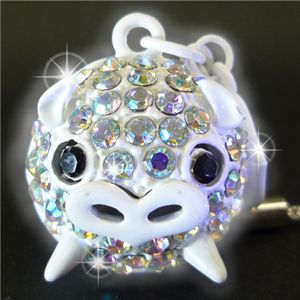 恋ぶたストラップ スノー(white×aurora)