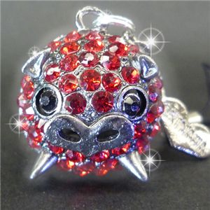 恋ぶたストラップ クランベリー(black×red)