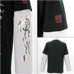 ZEKOO 和柄大集合 Tシャツ＆ロングTシャツ レイヤード2枚組み　ネイビー×ホワイト　L