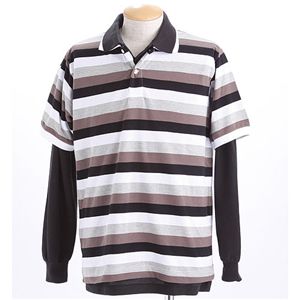 マルチボーダー鹿の子ポロシャツレイヤードセット ブラック×ボーダー ブラック XL