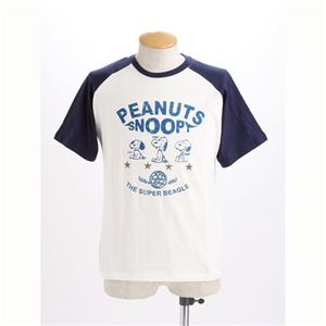 PEANUTS スヌーピー半袖ヴィンテージプリントTシャツ A柄 ホワイト×ネイビー Mサイズ