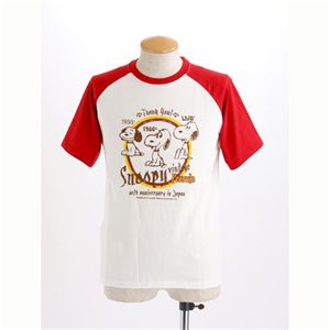 PEANUTS スヌーピー半袖ヴィンテージプリントTシャツ C柄 ホワイト×レッド Lサイズ