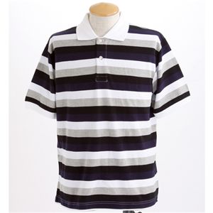 マルチボーダーメンズポロシャツ ネイビー Lサイズ