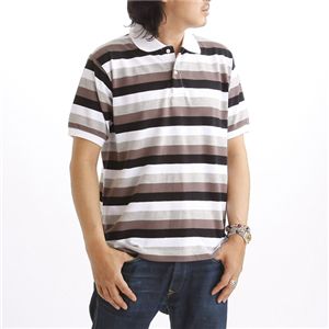 マルチボーダーメンズポロシャツ ブラック Sサイズ