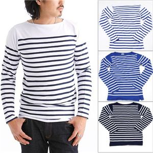フランス軍ボーダーTシャツレプリカ JU038YN ホワイト×ネイビー 92サイズ 綿100%