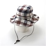熱中症対策ワイド鍔(ツバ)ワイヤー入りアドベンチャーハット ブラウンチェック