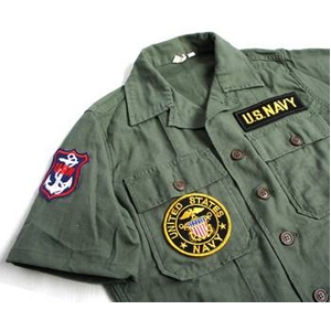 USタイプ OG-107 ファティーグシャツ カスタム NAVY 半袖 15(M)