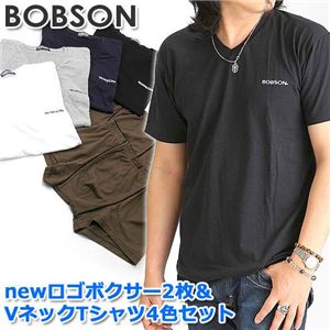 BOBSON(ボブソン) ボクサーパンツ&VネックTシャツM(パンツ:カーキ2枚 Tシャツ:ホワイト・ブラック・グレー・ネイビー各色1枚計6枚)