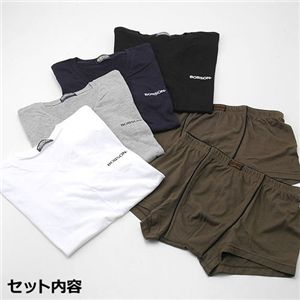 BOBSON(ボブソン) ボクサーパンツ&VネックTシャツM(パンツ:カーキ2枚 Tシャツ:ホワイト・ブラック・グレー・ネイビー各色1枚計6枚)