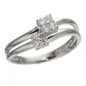 K14WG ピンクダイヤ スクエアコンビリング/19号